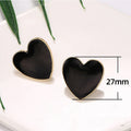Exaggerated Alloy Epoxy Heart Shape Stud Earrings For Women, Fashion Statement Jewelry view 5