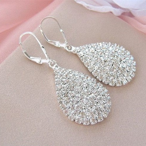 Fashion OL Women's Full Pave Rhinestone Stud Earrings, European Style Ear Jewelry