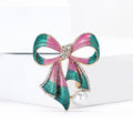 Alloy Rhinestone Pearl Bow Brooch Pin For Womens Clothing view 3