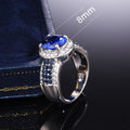 Elegant Women's Faux Sapphire Ring, Alloy Rhinestone Proposal Engagement Jewelry view 5