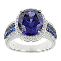 Elegant Women's Faux Sapphire Ring, Alloy Rhinestone Proposal Engagement Jewelry view 1