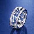 Geometric Line Hollow Ring With Two Tone Zircon Stones For Women Fashion Jewelry view 3