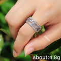 Geometric Line Hollow Ring With Two Tone Zircon Stones For Women Fashion Jewelry view 5