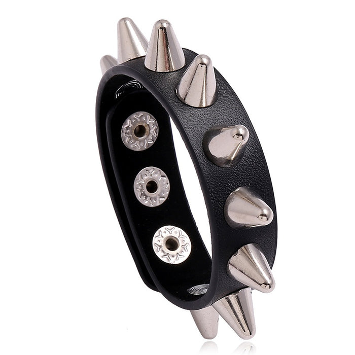 Punk Spike Mens Leather Bracelet Vintage Biker Style Fashion Accessory