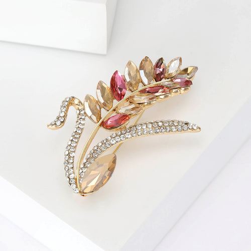 Alloy Crystal Wheat Brooch Pin For Vintage Lapel Decoration