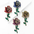 Alloy Rhinestone Rose Brooch Pin For Elegant Apparel Styling view 3