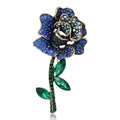 Alloy Rhinestone Rose Brooch Pin For Elegant Apparel Styling view 2