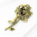 Alloy Rhinestone Rose Brooch Pin For Elegant Apparel Styling view 4