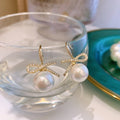 Korean Style Alloy Rhinestone Bow Pearl Drop Earrings For Elegant Minimalist Fashion view 3