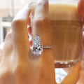 Micro Pave Zircon Teardrop Women's Wedding Ring, European Fashion Jewelry For view 1