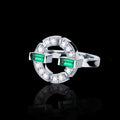 Fashion Women's Ring With Emerald Green Zircon Stone, White Gold Plated Copper Jewelry view 6