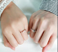 Fashion Simple Deer Antler Couple Rings, Two Tone Copper Zircon Matching Pair Rings view 3