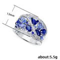 Luxury Hollow Ring With Cluster Pave Blue Zircon For Women Party Prom Accessories view 2