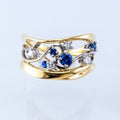 Fashion Multicolor Geometric Women's Ring With Zircon Wave Line Design For view 1