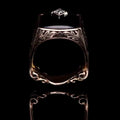 Vintage Men's Alloy Ring With Carved Floral Pattern, Epoxy Rhinestone Statement Finger Jewelry view 4