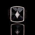 Vintage Men's Alloy Ring With Carved Floral Pattern, Epoxy Rhinestone Statement Finger Jewelry view 2