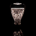 Vintage Men's Alloy Ring With Carved Floral Pattern, Epoxy Rhinestone Statement Finger Jewelry view 3