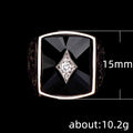 Vintage Men's Alloy Ring With Carved Floral Pattern, Epoxy Rhinestone Statement Finger Jewelry view 5