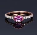 Delicate Pink Oval Zircon Women's Ring, Cute Adjustable Index Finger Fashion Jewelry view 2