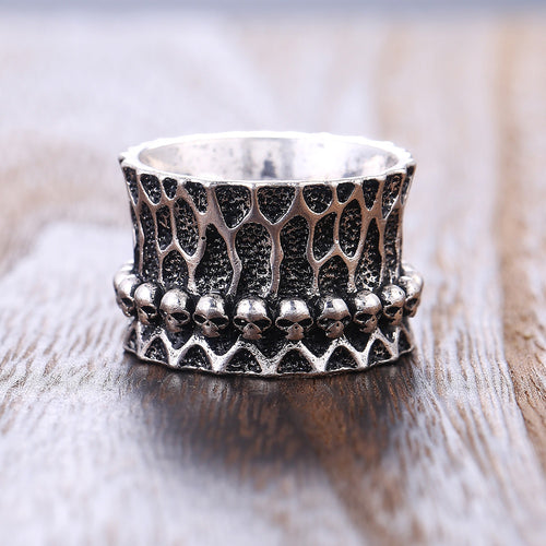 Punk Alloy Skull Head Men's Ring, European American Street Trend Finger Jewelry