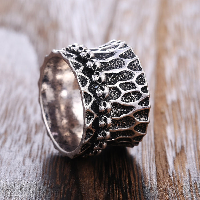 Punk Alloy Skull Head Men's Ring, European American Street Trend Finger Jewelry