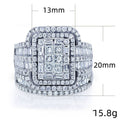 Luxury Statement Rhinestone Couple Ring Set For Women European Style Wedding Jewelry view 5