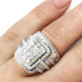 Luxury Statement Rhinestone Couple Ring Set For Women European Style Wedding Jewelry view 2