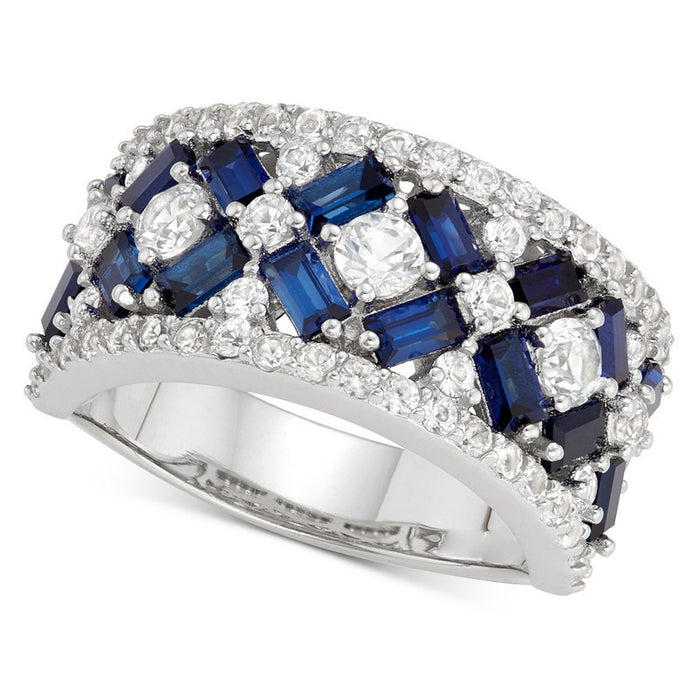 Luxury Blue And White Zircon Ring For Women Party Prom Finger Jewelry Accessory