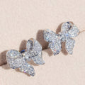Korean Commuter Bow Stud Earrings, Heavy Micro Pave Zircon Light Luxury Small Jewelry For Women view 1