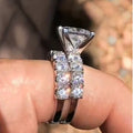 Fashion Square Women's Engagement Proposal Ring With Diamond Look Stone, Jewelry view 4