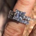Fashion Square Women's Engagement Proposal Ring With Diamond Look Stone, Jewelry view 5
