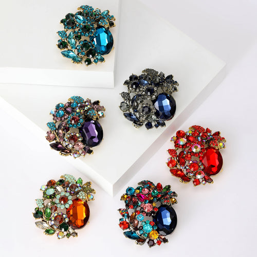 Alloy Glass Brooch Pin For Elegant Women's Clothing Accessories