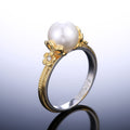 Fashion Versatile Faux Pearl Women's Ring, Proposal Wedding Hand Jewelry For view 6
