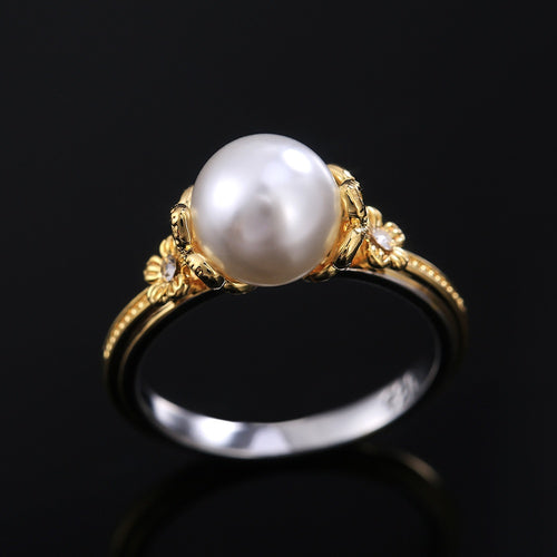 Fashion Versatile Faux Pearl Women's Ring, Proposal Wedding Hand Jewelry For