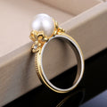 Fashion Versatile Faux Pearl Women's Ring, Proposal Wedding Hand Jewelry For view 4