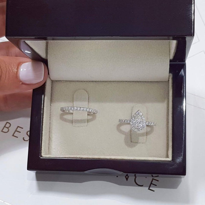 Simple Women's Teardrop Ring With Large Zircon Stone, Elegant Finger Jewelry Gift