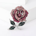 Alloy Full Rhinestone Rose Brooch Elegant Floral Lapel Pin view 2
