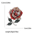 Alloy Full Rhinestone Rose Brooch Elegant Floral Lapel Pin view 6