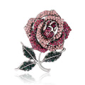 Alloy Full Rhinestone Rose Brooch Elegant Floral Lapel Pin view 5