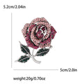Alloy Full Rhinestone Rose Brooch Elegant Floral Lapel Pin view 4