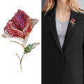Alloy Rhinestone Rose Brooch Pin For Elegant Suit Lapel Decoration view 2