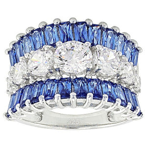 Elegant Blue Zircon Inlaid Wedding Ring For Women, Creative European Style Jewelry