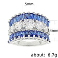 Elegant Blue Zircon Inlaid Wedding Ring For Women, Creative European Style Jewelry view 5