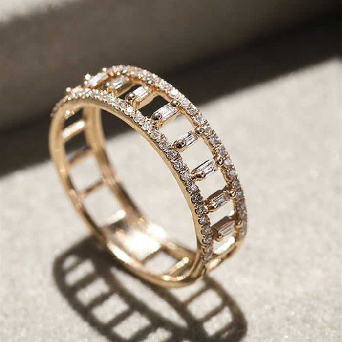 Full Eternity Pave Cubic Zirconia Women's Ring, Versatile European Style Jewelry