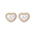 Elegant Korean Heart Pearl Studs With Rhinestone Trim 925 Silver Needle Vintage Love Shape Earrings view 5