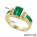 European American Women's Emerald Green Imitation Zircon Ring Fashion Finger Accessory view 2