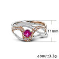 Fashion Two Tone Women's Ring Streamlined Geometric Copper Zircon Finger Jewelry view 5