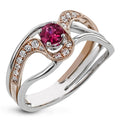 Fashion Two Tone Women's Ring Streamlined Geometric Copper Zircon Finger Jewelry view 1