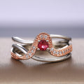 Fashion Two Tone Women's Ring Streamlined Geometric Copper Zircon Finger Jewelry view 3