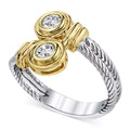 Punk Two Tone Twisted Zircon Ring For Women European American Fashion Jewelry view 3